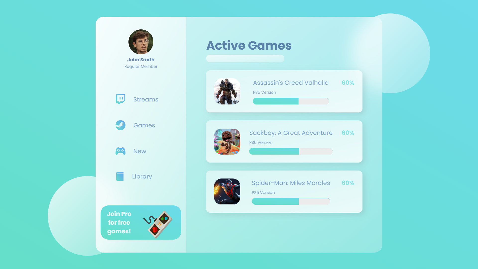Glassmorphism Gaming Website